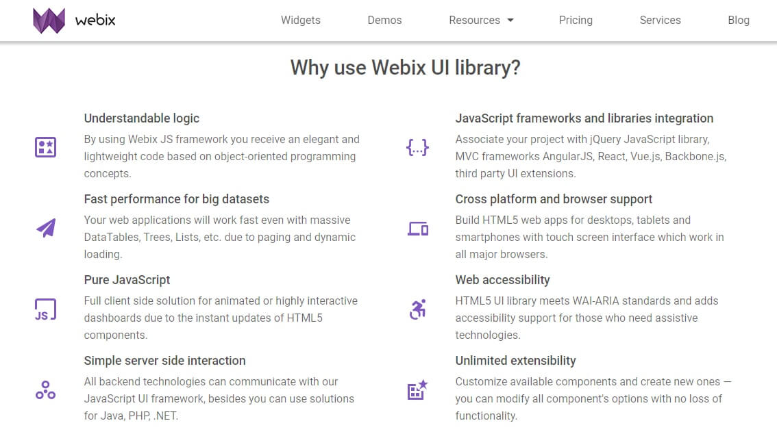 Webix DataTable