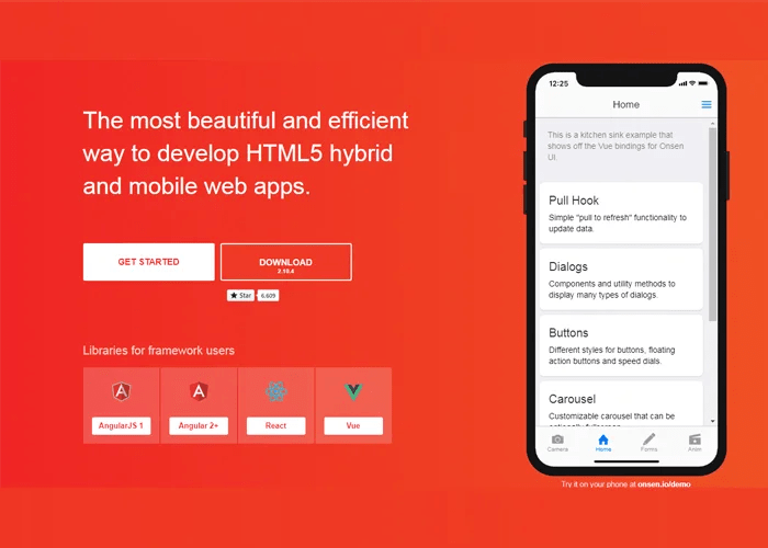 Mobile app framework -  Onsen UI