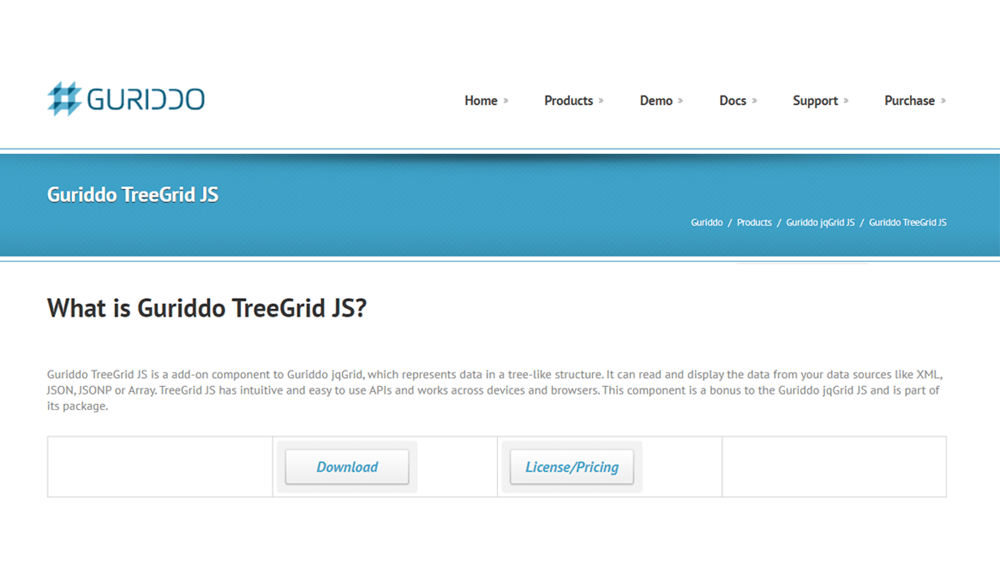 JavaScript TreeGrid Libraries- Guriddo